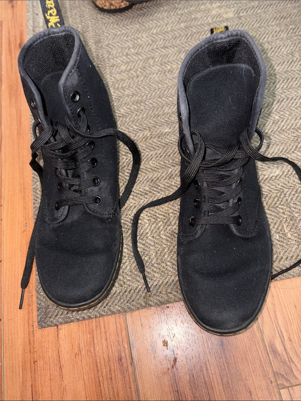 Dr. Martens Black Canvas Lace-Up Ankle Boots